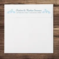 Elegant Timeless Blue Floral Illustration Wedding  Envelope
