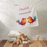 Bird-Themed Baby Shower Cute Watercolor Baby Blanket