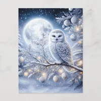 Full Moon Winter Snow Owl  Postcard