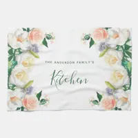 Blush pink rose gold florals summer  kitchen towel