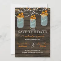 Barnwood mason jars maple fall save the date