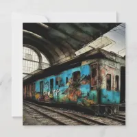 Abandoned Train with Graffiti Urban Street Art