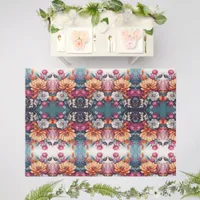Flower Painting on Floor Outdoor Rug