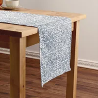 Blue Fancy Floral Tiles Pattern Long Table Runner