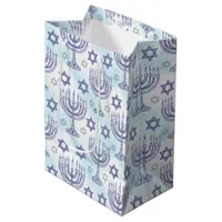 Hanukkah Menorah Star of David Doodle Art Style Medium Gift Bag