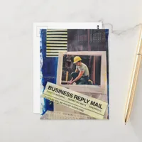 Surreal Working Man Collage Postcard