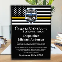 Dispatcher Retirement 911 Custom Thin Gold Line  Acrylic Award