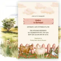 Farm Animals Barnyard 1st Birthday Party Invitation