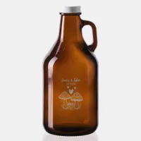 Cute Vintage Mushrooms Personalized Wedding Growler