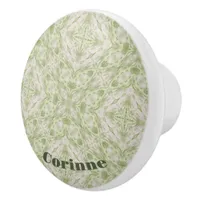 Monogram Name Sage Green Pattern | Ceramic Knob