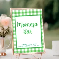 Green Gingham "Momosa" Mimosa Bar Table Number