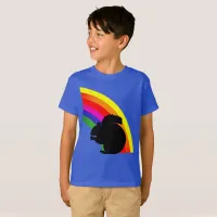 Black Squirrel Silhouette Colorful Rainbow Kids T-Shirt