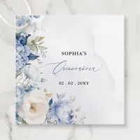 Elegant Modern Dusty Blue Floral Quinceañera  Favor Tags