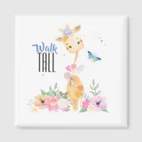 Cute Giraffe Walk Tall Typography Magnet