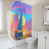 Sailing into the Sunset Shower Curtain