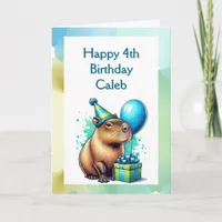  Capybara Themed Boy's Birthday Party Personalized Card