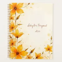 Yellow Floral Spiral-bound Abstract Botanical Planner