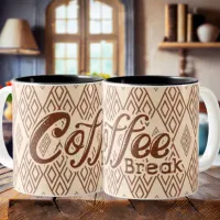 Brown and Cream Simple Coffee Break Wraparound Mug