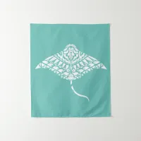 Tribal Tattoo Manta Ray Polynesian Style Tapestry