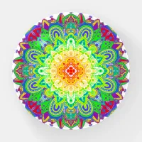 Red, Green, Blue Rainbow Mandala Paperweight