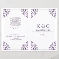 Elegant Wedding Program  - Foldover Booklet- Plum