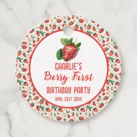 Berry First Strawberry Girl 1st Birthday Party  Favor Tags