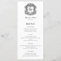 Elegant Formal Monogram Crest Wedding Menu