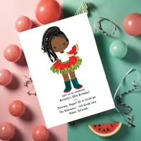 Watermelon Tutu American Black Girl Birthday Party Invitation