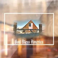 *~* American Flag Old Barn GOD BLESS AMERICA AR19 Window Cling