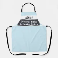 Personalized Christmas Cooking Light Blue Kitchen Apron