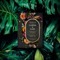 Dark Moody Bold Wild Flower Wedding Foil Invitatio Foil Invitation