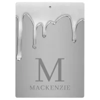 Dripping Liquid Metallic Chrome Monogram Clipboard