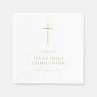 Minimalist Gold Cross First Holy Communion Napkins