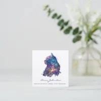 Watercolor Cat Square Business Card