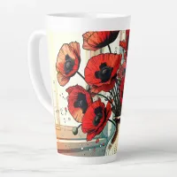 Pretty Vase of Red Poppies Latte Mug