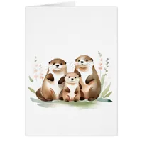 Adorable Otter Family With Flowers All Occasions