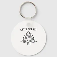 Let's Get Lit Christmas Tree Holiday Lights Essent Keychain