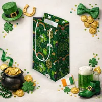 Whimsical Green Cartoon St. Patrick’s Day Pattern  Small Gift Bag