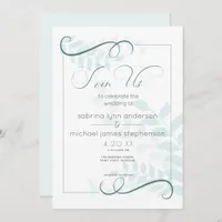 Modern Pale Foliage Chic Accents Jade Green Invitation