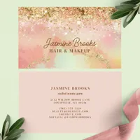 Pink and Gold Glitter Beauty  Business Card