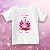 Pink Axolotl Girl's Birthday Girl Personalized Baby T-Shirt