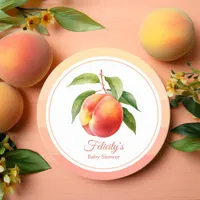 Peach Fuzz Baby Shower Round Paper Coaster