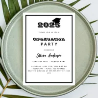 Black white graduation party 2025 invitation