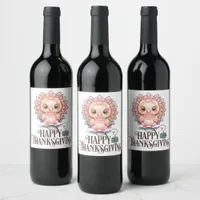 Cute Thanksgiving Turkey Wine Label