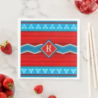 Southwest River Canyon Red Turquoise Monogrammed Paper Dinner Napkins