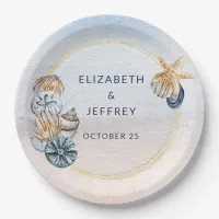 Rustic Seashells Ocean Sea Summer Beach Wedding Paper Plates