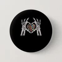 Autism Awareness Gothic Skull Hand Autism Puzzle P Button