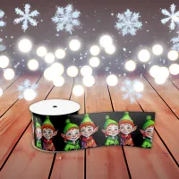 Vintage Little Boy and Girl Christmas Satin Ribbon