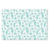 Beach Christmas Seahorse Glitter Aqua Blue White Tissue Paper