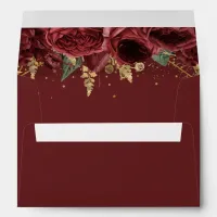 Burgundy Gold Floral Elegant Envelope